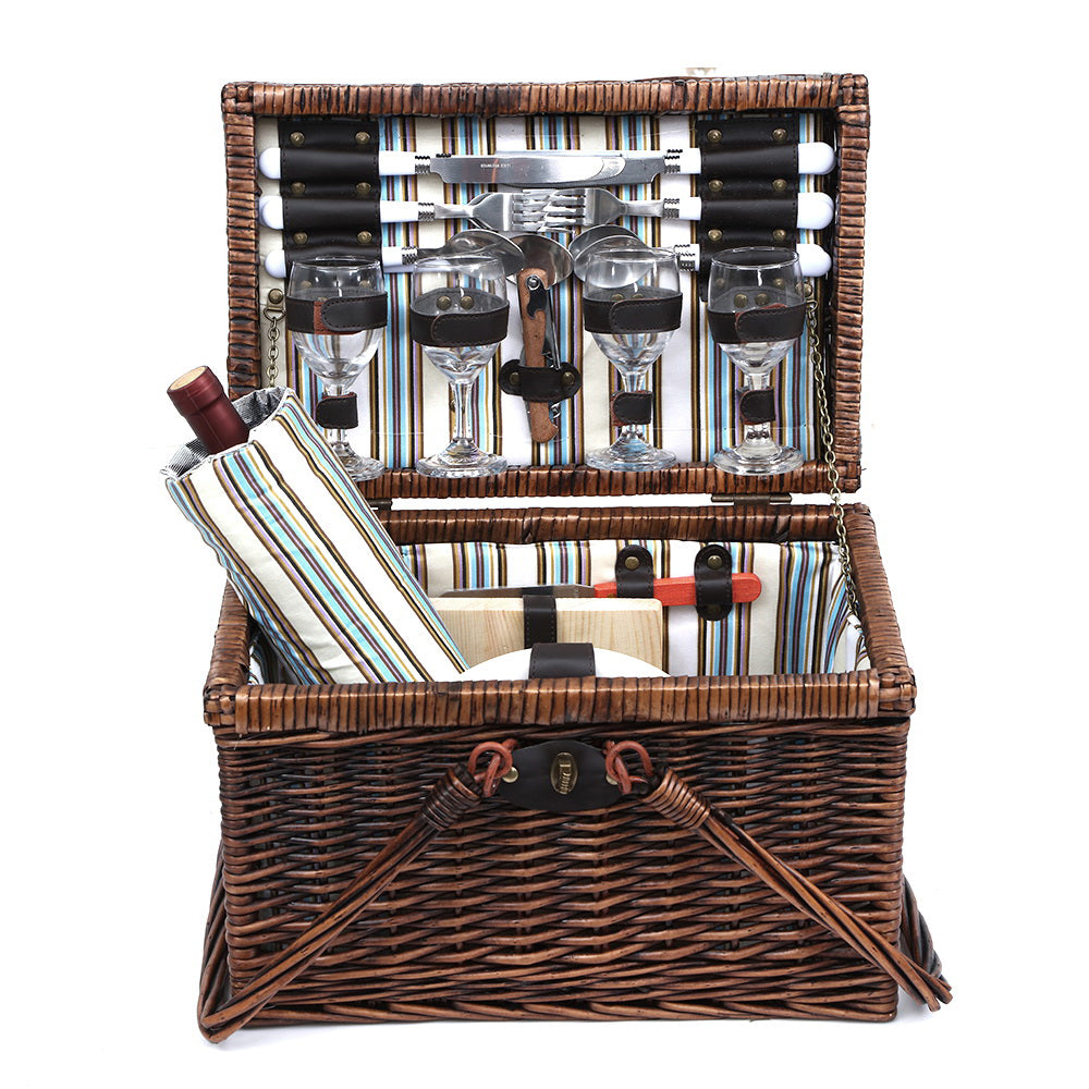 Luxury 4 Person Picnic Basket with Insulated Bag – Perfect for Outdoor Dining