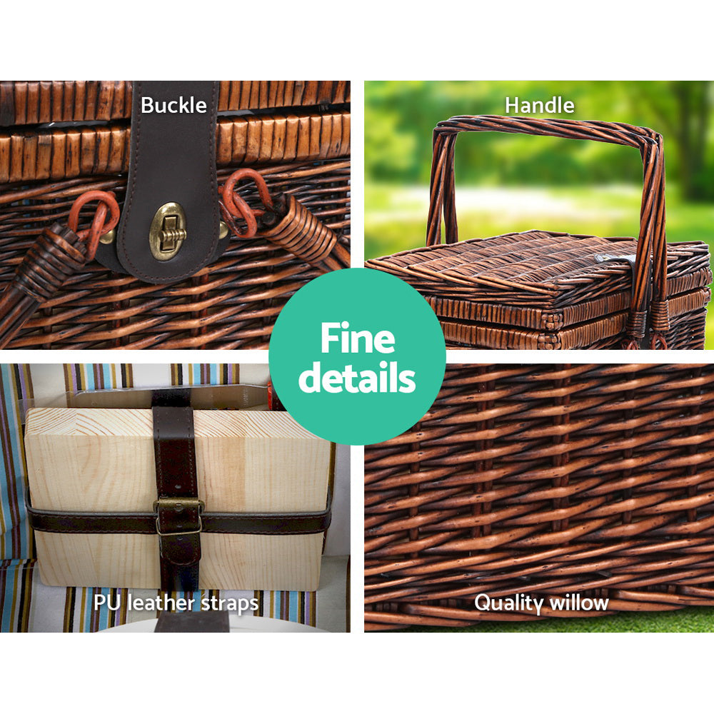 Luxury 4 Person Picnic Basket with Insulated Bag – Perfect for Outdoor Dining