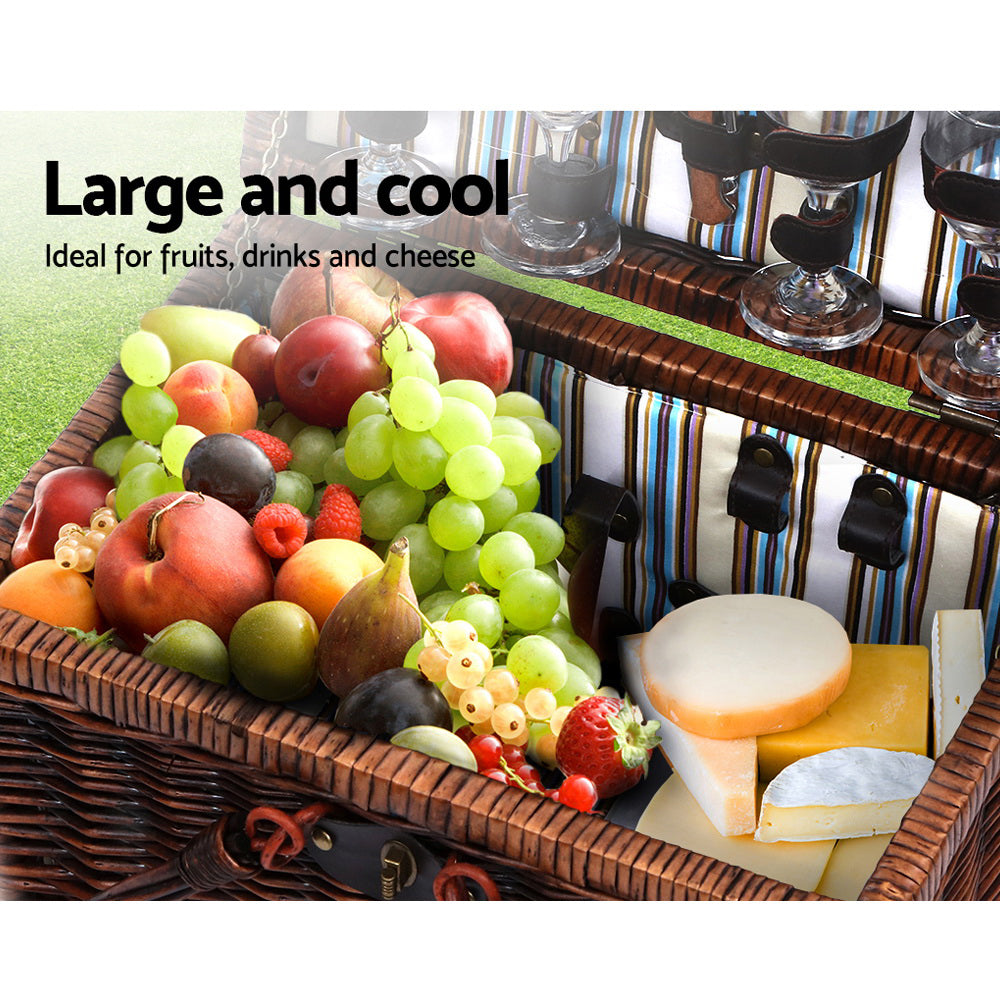 Luxury 4 Person Picnic Basket with Insulated Bag – Perfect for Outdoor Dining
