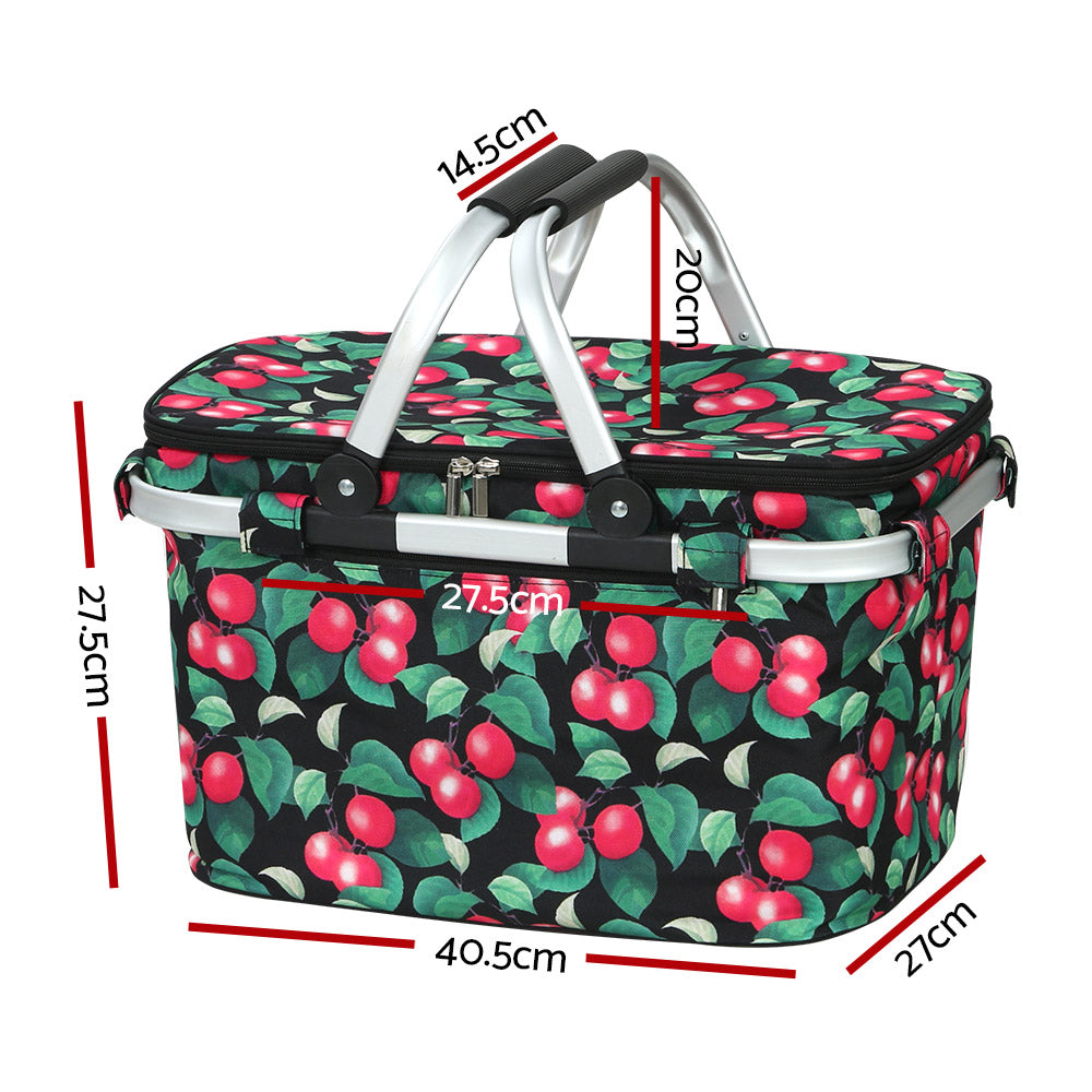Alfresco Insulated Picnic Basket – Perfect for Outdoor Adventures - Cherries