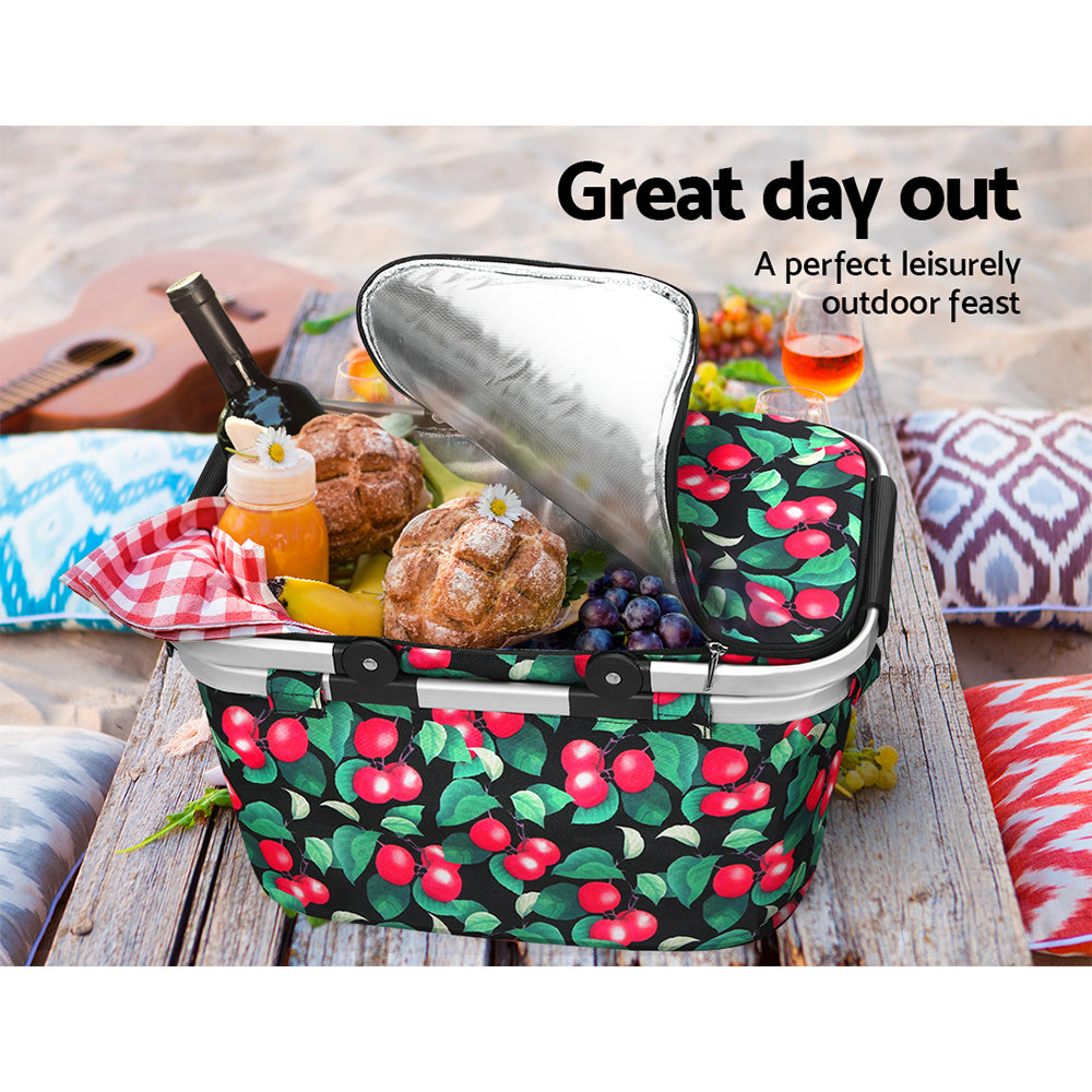 Alfresco Insulated Picnic Basket – Perfect for Outdoor Adventures - Cherries