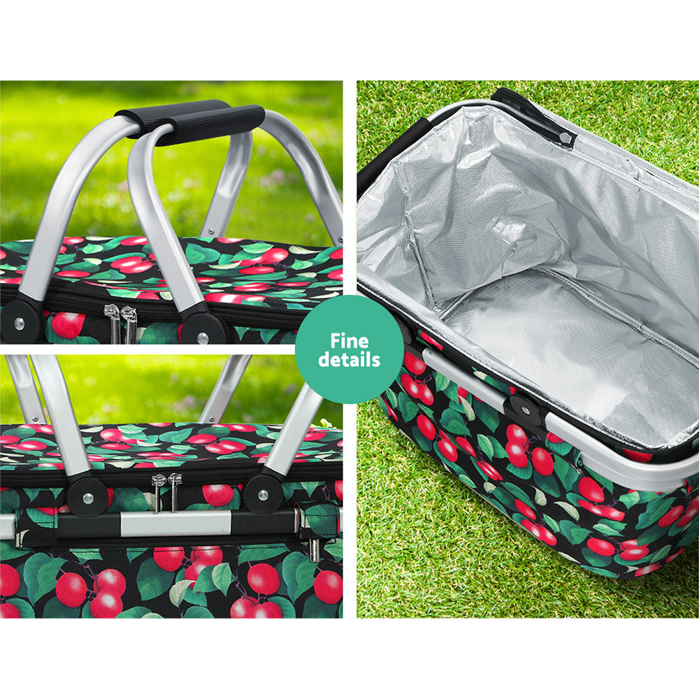 Alfresco Insulated Picnic Basket – Perfect for Outdoor Adventures - Cherries