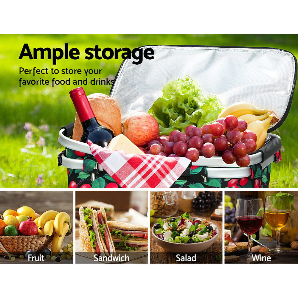 Alfresco Insulated Picnic Basket – Perfect for Outdoor Adventures - Cherries