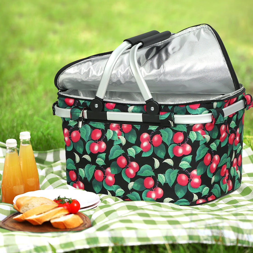 Alfresco Insulated Picnic Basket – Perfect for Outdoor Adventures - Cherries