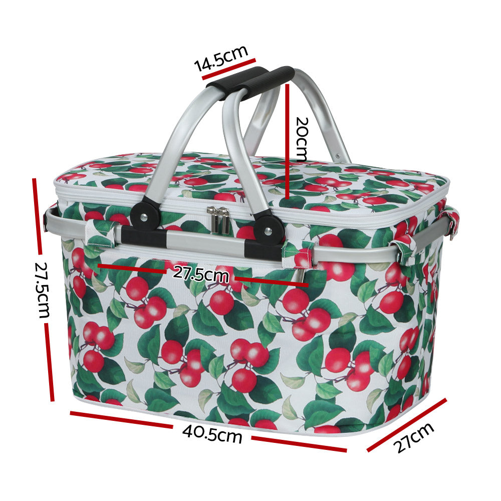 Alfresco Insulated Picnic Basket – Perfect for Outdoor Adventures - White Cherries