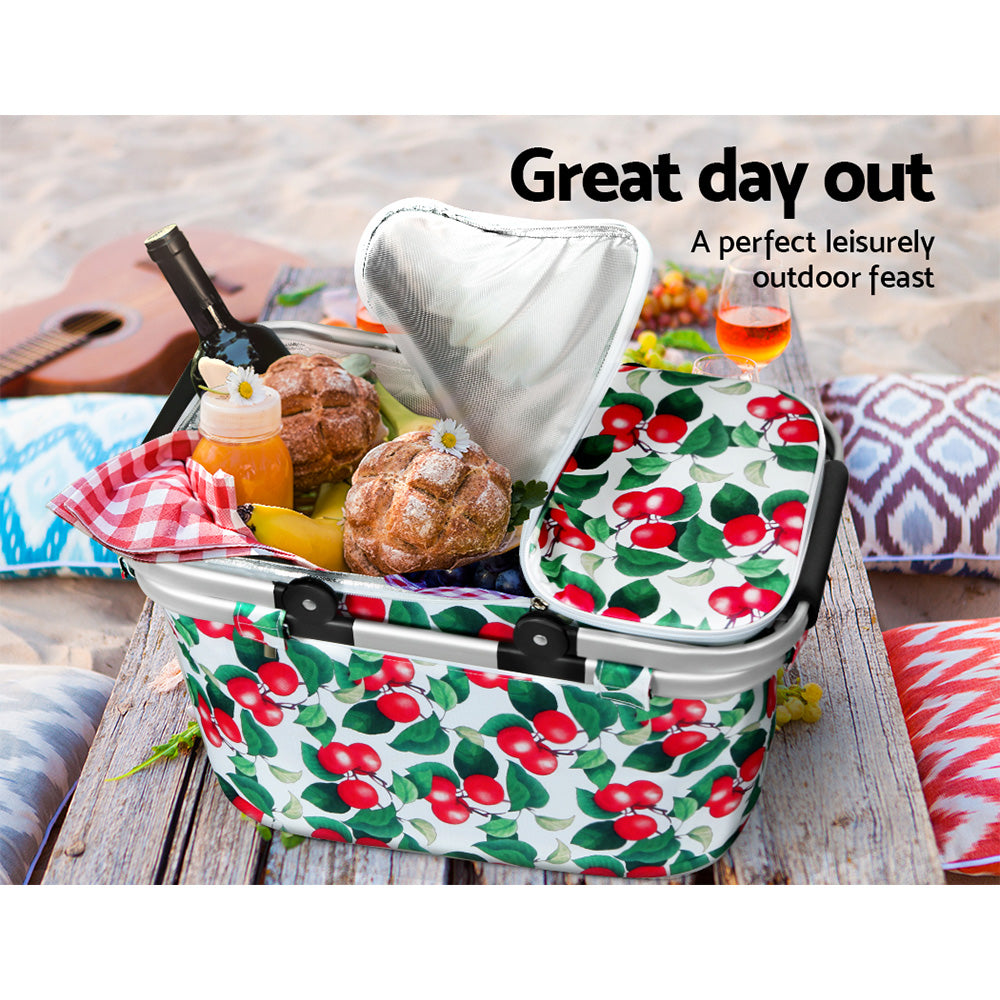 Alfresco Insulated Picnic Basket – Perfect for Outdoor Adventures - White Cherries