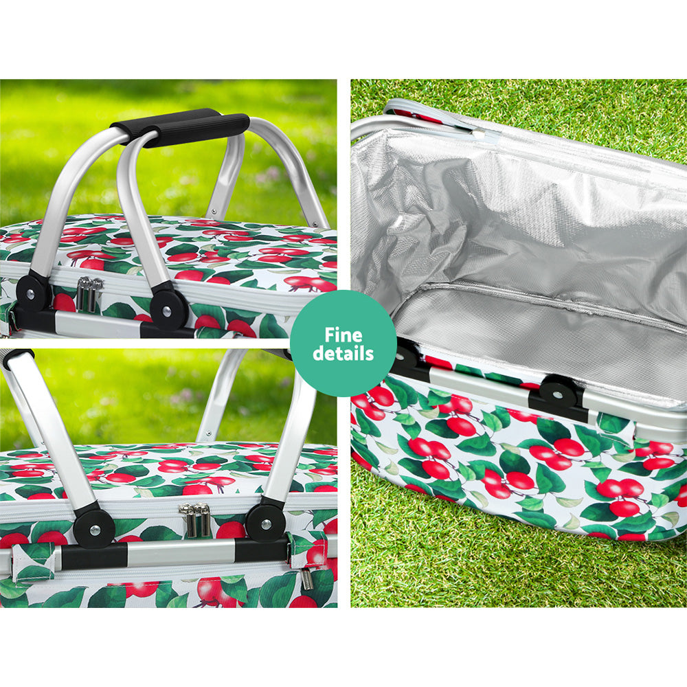 Alfresco Insulated Picnic Basket – Perfect for Outdoor Adventures - White Cherries
