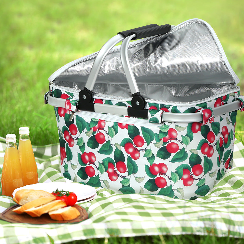 Alfresco Insulated Picnic Basket – Perfect for Outdoor Adventures - White Cherries