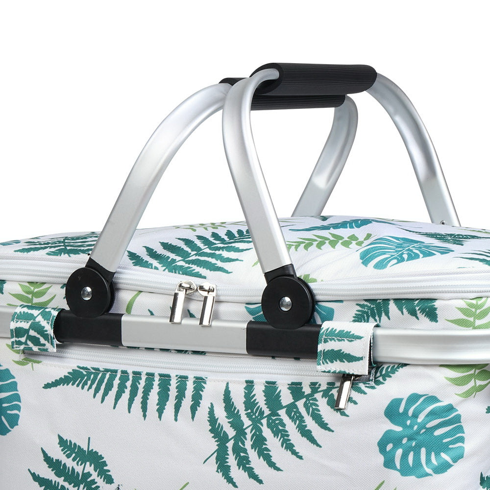Alfresco Insulated Picnic Basket – Perfect for Outdoor Adventures - Tropical Leaves