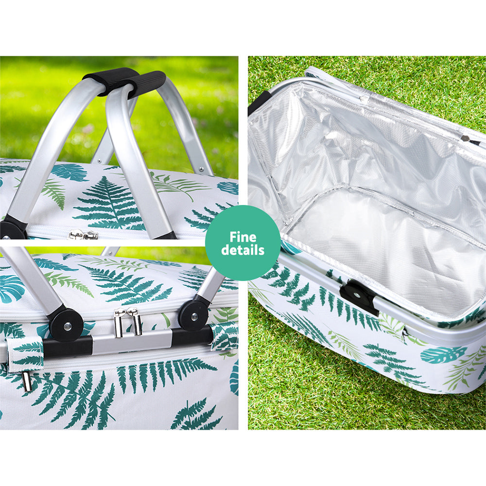 Alfresco Insulated Picnic Basket – Perfect for Outdoor Adventures - Tropical Leaves